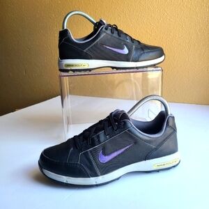 Nike Remix Jr Kids Golf Shoes - Black purple Swoosh Lace Up Youth size 4Y